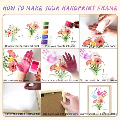 Physkoa DIY Handprint Flower Craft Kit for Kids–12"x16" Art Gift with Wood Frame–Keepsake for Mom or Grandma–Meaningful Birthday or Thank You Gift (2 Art Styles Included) in Saudi Arabia