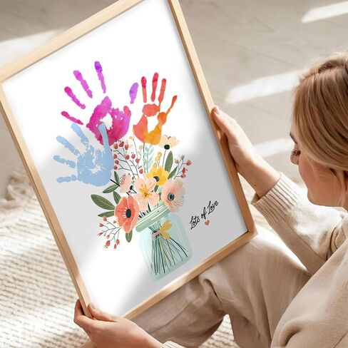 Physkoa DIY Handprint Flower Craft Kit for Kids–12"x16" Art Gift with Wood Frame–Keepsake for Mom or Grandma–Meaningful Birthday or Thank You Gift (2 Art Styles Included) in Saudi Arabia