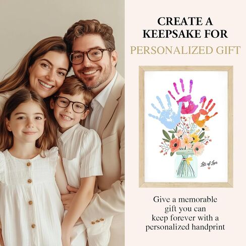 Physkoa DIY Handprint Flower Craft Kit for Kids–12"x16" Art Gift with Wood Frame–Keepsake for Mom or Grandma–Meaningful Birthday or Thank You Gift (2 Art Styles Included) in Saudi Arabia