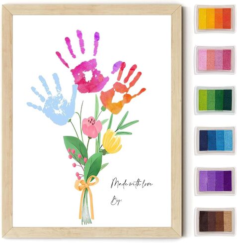 Physkoa DIY Handprint Flower Craft Kit for Kids–12"x16" Art Gift with Wood Frame–Keepsake for Mom or Grandma–Meaningful Birthday or Thank You Gift (2 Art Styles Included) in Saudi Arabia