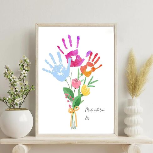 Physkoa DIY Handprint Flower Craft Kit for Kids–12"x16" Art Gift with Wood Frame–Keepsake for Mom or Grandma–Meaningful Birthday or Thank You Gift (2 Art Styles Included) in Saudi Arabia