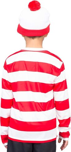 Where's Waldo Shirt Hat and Glasses Deluxe Halloween Costume Cosplay in Saudi Arabia