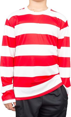 Where's Waldo Shirt Hat and Glasses Deluxe Halloween Costume Cosplay in Saudi Arabia