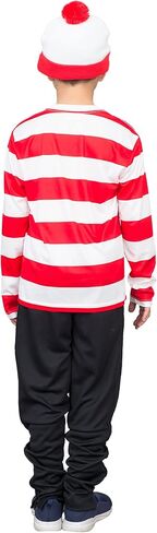 Where's Waldo Shirt Hat and Glasses Deluxe Halloween Costume Cosplay in Saudi Arabia