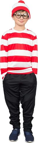 Where's Waldo Shirt Hat and Glasses Deluxe Halloween Costume Cosplay in Saudi Arabia