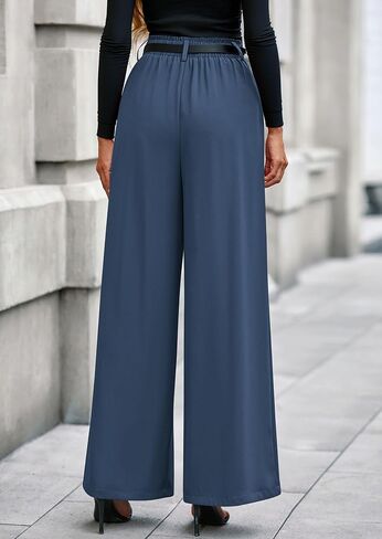 Prettygarden Womens Fall Wide Leg Brouls 2025 High Flastic Weist Lourd Long Flowy Palazzo Pants مع جيوب in Saudi Arabia