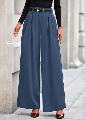 Prettygarden Womens Fall Wide Leg Brouls 2025 High Flastic Weist Lourd Long Flowy Palazzo Pants مع جيوب in Saudi Arabia