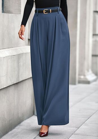 Prettygarden Womens Fall Wide Leg Brouls 2025 High Flastic Weist Lourd Long Flowy Palazzo Pants مع جيوب in Saudi Arabia