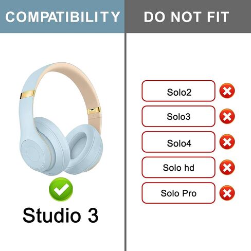 غطاء استبدال عقال Soprom Rubber لـ Beats Studio 2 & Studio 3 Wired & Wireless ، وملحقات قطع غيار وسادة الرأس البلاستيكية (Studio3-Matte Black) in Kuwait