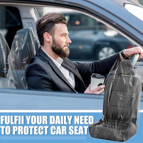 Myfamirea 250 PCS مقعد السيارة القابل للتصرف يغطي واقي مقعد للمركبة البلاستيكية واضحة مع عجلة القيادة ، وتحول العتاد وأغطية فرملة اليد ، Universal for Cars Auto Truck Bus Airplane in Kuwait