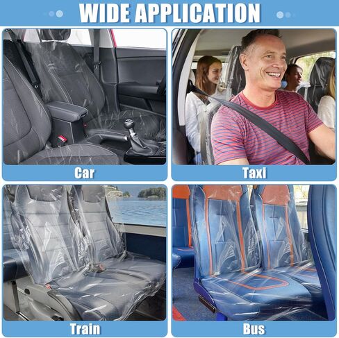 Myfamirea 250 PCS مقعد السيارة القابل للتصرف يغطي واقي مقعد للمركبة البلاستيكية واضحة مع عجلة القيادة ، وتحول العتاد وأغطية فرملة اليد ، Universal for Cars Auto Truck Bus Airplane in Kuwait