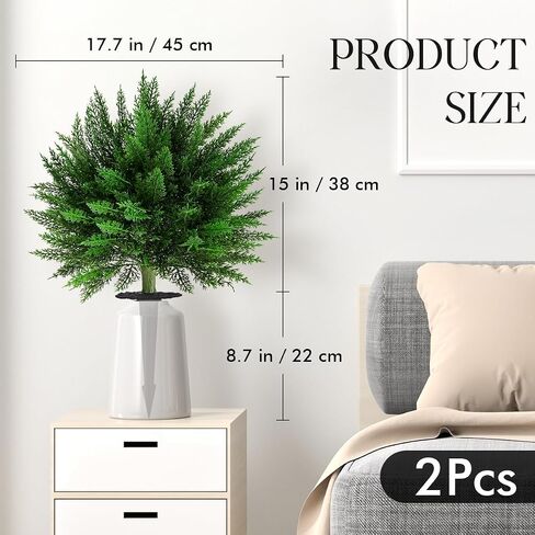 2 مجموعة شجرة السرو الاصطناعية مع ارتفاع أرضي 24 "الأشعة فوق البنفسجية مقاومة الشجيرات الاصطناعية شجيرات مزيفة دائمة الخضرة شجرة توبيرية لشرفة النباتات الاصطناعية للمزارعين في الهواء الطلق داخلي in Kuwait