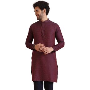 Mens Kurta – Printed Pure Cotton Tunic with Mandarin Collar, Regular Fit | Indian Wedding Outfit for Men – Festive Wear for Diwali, Eid & Celebrations Navy Blue in Saudi Arabia