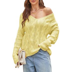 CAKULO WOMENS Vervize V Expension of the Counte Cable Cable Cable Sweat Pullover Fall Sweater 2025 in Kuwait