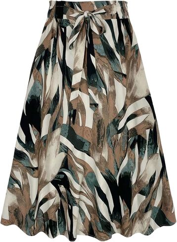 Gorglitter Women's Bow Midi Skirt Y2K Color Block Tie Bitted High High in Kuwait