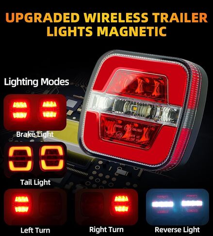 Wireless Trailer Lights Kit Magnetic, LED Wireless Tail Lights for Trailer with Strong Magnet and Rechargeable Battery, IP67 Waterproof, Portable Tow Light Set for Trucks, RVs, Boats, Campers in Kuwait