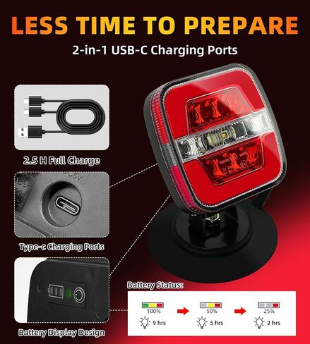 Wireless Trailer Lights Kit Magnetic, LED Wireless Tail Lights for Trailer with Strong Magnet and Rechargeable Battery, IP67 Waterproof, Portable Tow Light Set for Trucks, RVs, Boats, Campers in Kuwait
