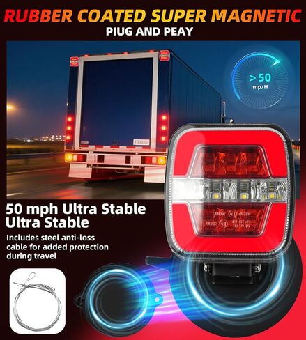 Wireless Trailer Lights Kit Magnetic, LED Wireless Tail Lights for Trailer with Strong Magnet and Rechargeable Battery, IP67 Waterproof, Portable Tow Light Set for Trucks, RVs, Boats, Campers in Kuwait