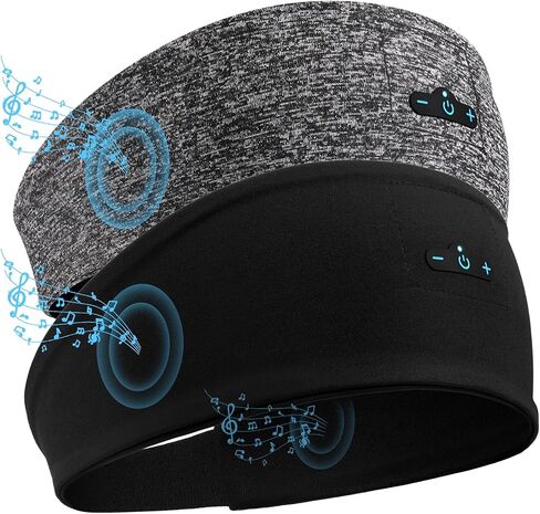 Sleep Headphones Bluetooth Headband for Side Sleeper, 17 Hours Playtime, Wireless Headband Headphones with HD Stereo Speakers for Workout,Running,Yoga, Ideal Gifts for Men, Women, Teens, Black in Saudi Arabia