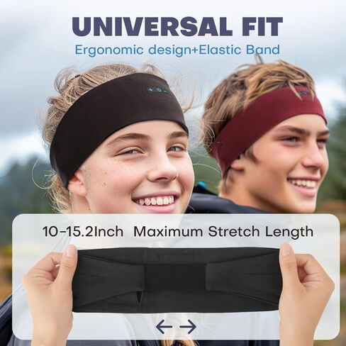 Sleep Headphones Bluetooth Headband for Side Sleeper, 17 Hours Playtime, Wireless Headband Headphones with HD Stereo Speakers for Workout,Running,Yoga, Ideal Gifts for Men, Women, Teens, Black in Saudi Arabia
