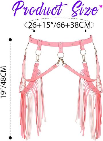 Leather Waist Belt Fringe Black Fashion Rave Body Harness for Women in Saudi Arabia