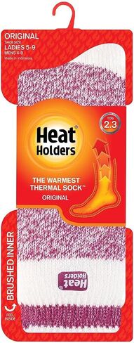 حاملي Heat Primrose Original ™ Twist Crew Sock - رائع للطقس البارد - 7x أكثر دفئًا من القطن مع خيوط حرارية متقدمة - دافئة + ناعمة ، رائعة للهواء الطلق + دافئ في المنزل | الدنيم / كريم / 5-9 in Kuwait