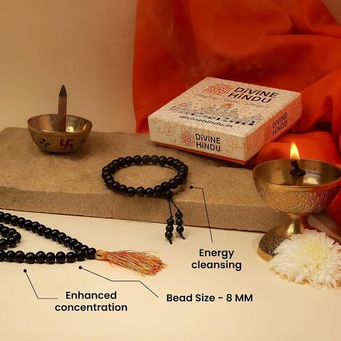 أصلي Karungali Malai Mala 108 Beads & Karungali Malai Combo للرجال والنساء مختبر مختبر أسود خشب الأبنوس Karungali Mala & in Saudi Arabia