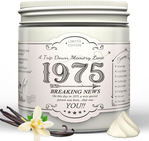 Birth Year Candle - 1965 Birthday Gifts for Women - Soy Candle 60th Birthday Gifts for Her, 60th Presents for Women - French Vanilla Scent, 8oz Reusable Jar, 40Hr Burn Time in Saudi Arabia