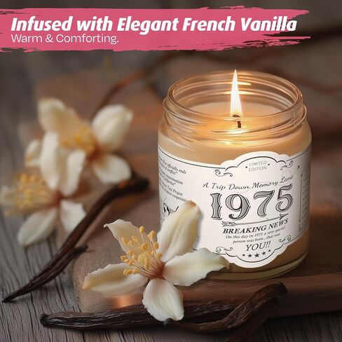 Birth Year Candle - 1965 Birthday Gifts for Women - Soy Candle 60th Birthday Gifts for Her, 60th Presents for Women - French Vanilla Scent, 8oz Reusable Jar, 40Hr Burn Time in Saudi Arabia
