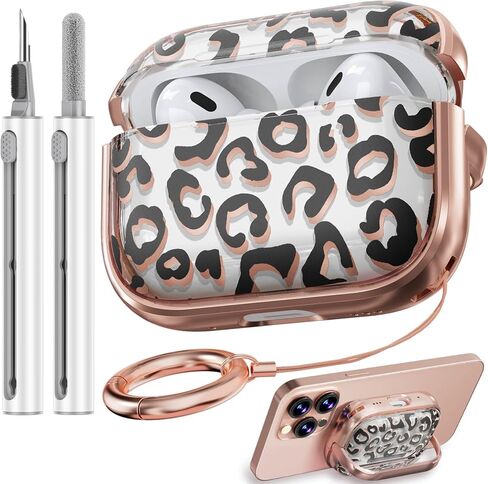 with Safety Lock for AirPods 4 Case 2024,Cute Floral for AirPods 4th Generation Case,Air Pod 4 Cases for Women Girly, iPod 4 Cases with Cleaner Kit - Pink Gold Marble in Kuwait