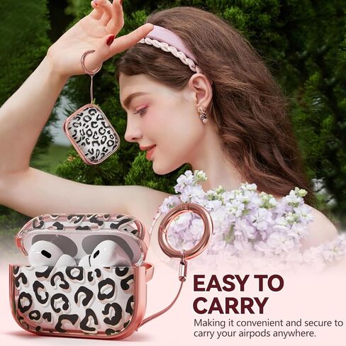 with Safety Lock for AirPods 4 Case 2024,Cute Floral for AirPods 4th Generation Case,Air Pod 4 Cases for Women Girly, iPod 4 Cases with Cleaner Kit - Pink Gold Marble in Kuwait
