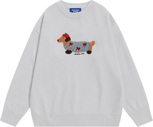 Aelfric Eden Cartoon Dog Sweater Casual Soft Baggy Knit Pullover Sweaters Long Sleeve Crewneck Tops 2025 Trendy Outfits in Saudi Arabia