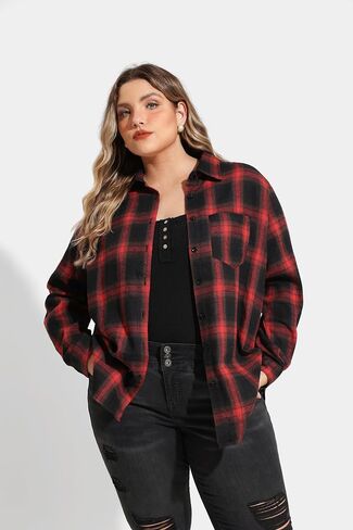 RITERA Womens Plus Size Button Down Shirts Long Sleeve Collared Dress Shirts Oversized Work Blouses Casual Tops XL-5XL in Saudi Arabia