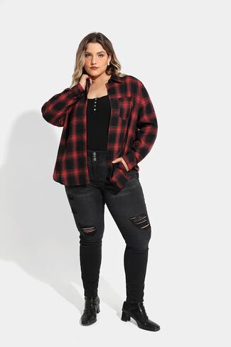 RITERA Womens Plus Size Button Down Shirts Long Sleeve Collared Dress Shirts Oversized Work Blouses Casual Tops XL-5XL in Saudi Arabia
