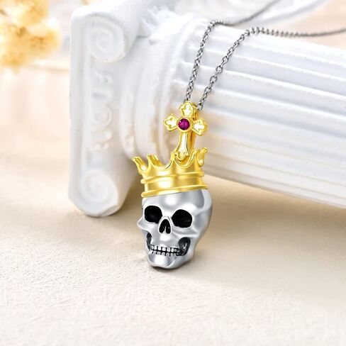 Seiyang Skull Necklace Sterling Silver Skull Pendant Gothic Jewelry Gift for Goth Lovers Halloween (with Gift Box) in Saudi Arabia