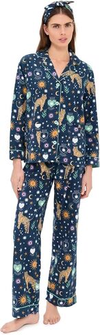 PJ Salvage Women's Flannel Long-Sleeve Top, Pant and Headband 3-Piece Pajama Set in Saudi Arabia