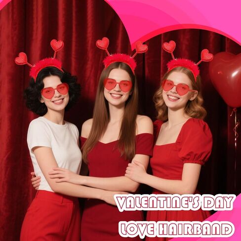 KHC-KHF Heart-Boppers Headbands Head Boppers Heart Shape Sunglasses Love Party Props Wedding Birthday Costume Accessories Kids Adult Valentine Cosplay in Kuwait