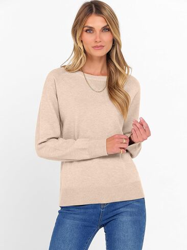 سترة anrabess للنساء الطويل الأكمام Crewneck 2025 خريف الشتاء لينة فضفاضة ناع in Saudi Arabia