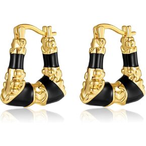 أقراط طباعة الفهد للنساء للنساء الذهبي والأقراط السوداء الأقراط الهندسية دارات الأزرار in Kuwait