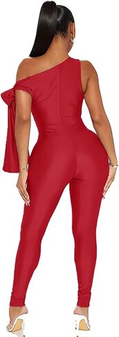 Women Sexy One Shoulder Bandage Sleeveless Bodycon Jumpsuit Romper Clubwear One Piece Outfits in Kuwait