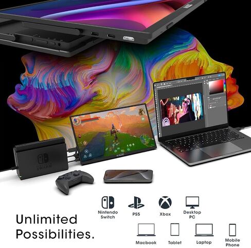 شاشة Kado Portable Monitor 15.6 '' 1080p ، 100 ٪ SRGB USB-C HDMI Gaming Monter in Kuwait