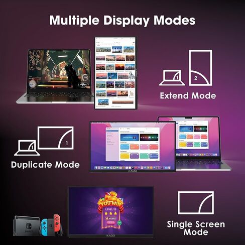 شاشة Kado Portable Monitor 15.6 '' 1080p ، 100 ٪ SRGB USB-C HDMI Gaming Monter in Kuwait