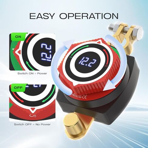 Top Post Battery Disconnect Switch, CNAODUN Waterproof Battery Cut Off Switch with Wire 12-48V Heavy Duty for Car RV Boat and Vehicle(On/Off) in Saudi Arabia
