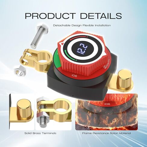 Top Post Battery Disconnect Switch, CNAODUN Waterproof Battery Cut Off Switch with Wire 12-48V Heavy Duty for Car RV Boat and Vehicle(On/Off) in Saudi Arabia