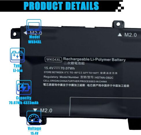 WS04XL L97357-005 Laptop Battery Replacement for HP Spectre x360 14-EA 14T-EA000 14-EA0007NA 14-EA0002NI 14-EA0002NX 14-EA0003NS 14-EA0378NG 14-EA0023DX Series WSO4XL HSTNN-DB9Z L97352-2D1 66.52Wh in Saudi Arabia