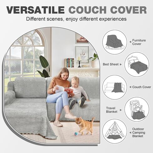 1OO% Waterproof Sectional Couch Covers for Dogs Chenille L Shape Sofa Cover Blanket Set 2 Pieces Sectional Slipcover with Tassel Soft Washable Pet Furniture Protector (X-Large, Charcoal Grey) in Kuwait