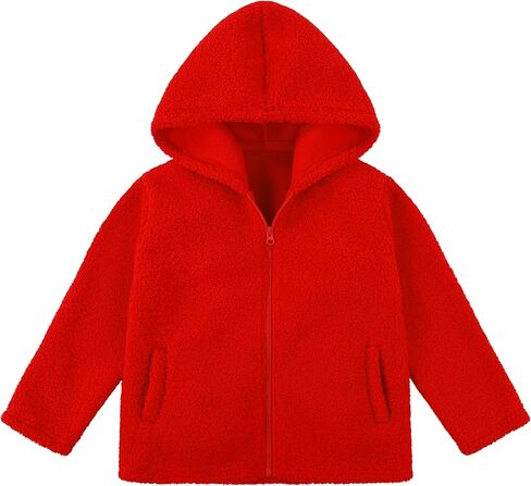 Boys and Toddlers' Polar Fleece Full-Zip Hooded Jacket with Pockets Warm Winter Fall Fleece Lined Outerwear for Kids in Saudi Arabia