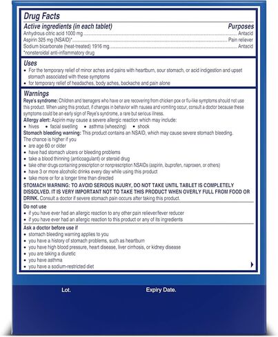 alka-seltzer حرقة + ألم effervesent aspirin + أقراص مضادات الحموضة ، والارتياح السريع للحرقة والتخفيف من عسر الهضم الحمضي ، وتخفيف الألم مع الأسبرين ، 12 ct in Kuwait