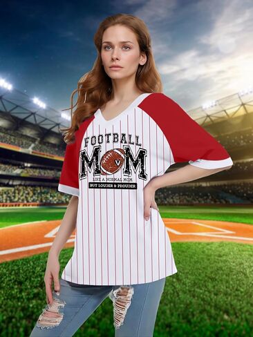 قمصان كرة القدم للنساء قميص يوم كبير في لعبة كرة القدم أمي Tshirt Graphic Sunday Tee Funday Sport Tops in Kuwait