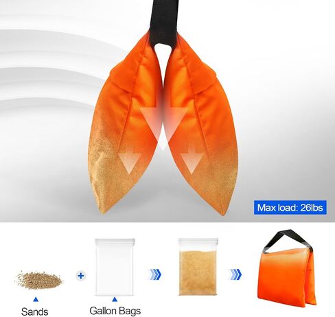 Emart Hight Dick Sandbag Photo Studio Bag Bag Bag Design for Photography Light Stand Tripod ، فناء في الهواء الطلق ، الرياضة ، خيمة منبثقة ، قاعدة مظلة ، التخييم ، كرسي الصيد -4 مجموعة (أسود) in Kuwait